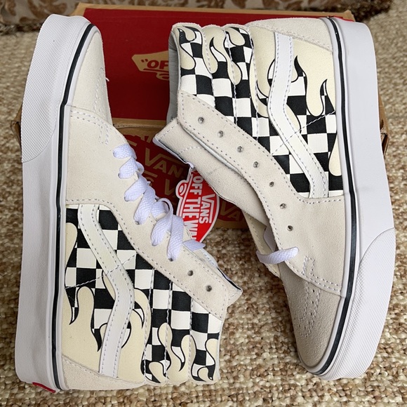 Vans Sk8-Hi Checker Flame Classic White Mens - Picture 11 of 16
